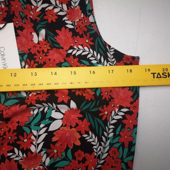 NWT Calvin Klein Ladies Size Medium Red Green Black & White Pattern Tank Top - Picture 11 of 12